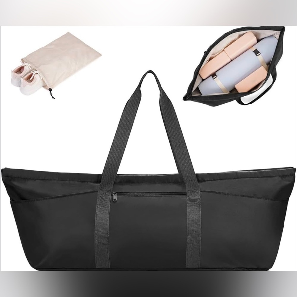 Large Yoga Mat Bag with Shoes Compartment and Wet Pocket Ladies Pilates Gym Tote